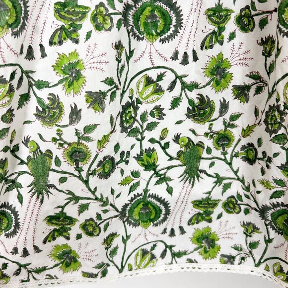 Beau & Ro Boho A-line Midi Skirt Green Floral Tropical Size Small Women's - Picture 3 of 5
